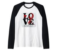 Amor Margarita Flor Pájaro Rojo Cinta Roja Semana Concientización Camiseta Manga Raglan