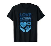 Amor más allá de Las Palabras Conciencia sobre el Autismo Corazón Azul Camiseta