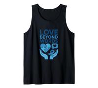 Amor más allá de Las Palabras Conciencia sobre el Autismo Corazón Azul Camiseta sin Mangas