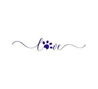 Amor mascota ondulada elegante caligrafía ortografía Calcomanías de pared de PVC 24x139.5cm Autoadhesivo Azul oscuro