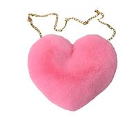 Amor melocotón corazón mujeres cadena bandolera felpa un hombro bolsa de lana felpa forma corazón almohada caliente para niñas bolsos de hombro para damas, PK2, talla única