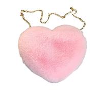 Amor melocotón corazón mujeres cadena bandolera felpa un hombro bolsa de lana felpa forma corazón almohada caliente para niñas leggings deportivos mujer opaca con bolsillos, Pk1, talla única