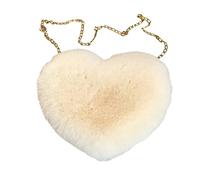 Amor melocotón corazón mujeres cadena bandolera felpa un hombro bolsa de lana felpa forma corazón almohada caliente para niñas leggings deportivos mujer opaca con bolsillos, beige, talla única