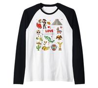 Amor México, Cultura Mexicana, Tradiciones & Recuerdo de Viaje Camiseta Manga Raglan