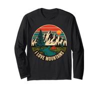 Amor Montañas Vintage Camping Nature Gráfico Manga Larga