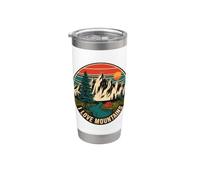Amor Montañas Vintage Camping Nature Gráfico Vaso térmico de acero inoxidable de doble pared