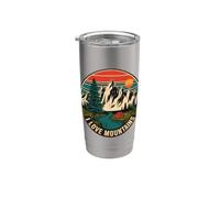 Amor Montañas Vintage Camping Nature Gráfico Vaso térmico de acero inoxidable de doble pared