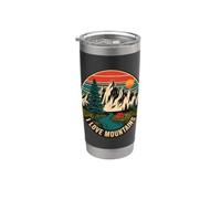 Amor Montañas Vintage Camping Nature Gráfico Vaso térmico de acero inoxidable de doble pared