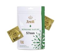 AMOR NATURE Ø 57 mm 100 Preservativos Premium, colocación perfecta y tamaño adecuado para todos, transparente