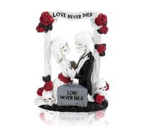 Amor nunca muere pareja estatua de resina, 7.08'' novia y novio amante de la boda cráneo esqueleto gótico esqueleto, jardín al aire libre adornos Halloween día de los muertos decoraciones de fiesta