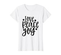 Amor Paz Alegría Navidad Navidad Vacaciones Camiseta gráfica económica, Mujer, Blanco, XL