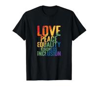 Amor Paz Igualdad Bondad Inclusión Camiseta gráfica económica, Hombre, Negro, S