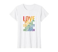 Amor Paz Igualdad Bondad Inclusión Camiseta gráfica económica, Mujer, Blanco, XL
