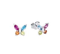 AMOR - Pendientes de botón para Niños - Unisex en Plata 925 - con Circonita y Vidrio - Mariposa Pendiente de Botón - AMR-E0072