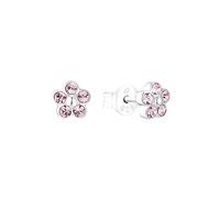 Amor pendientes de plata de ley 925 pendientes de los niños de niña, con cristal de vidrio, 0.5 cm, plata, flor, Viene en caja de regalo de joyería