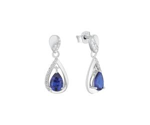 Amor Pendientes de mujer en plata de ley 925 con circonitas sintéticas, 1,6 cm, color azul. Se entregan en caja de regalo. 2012798