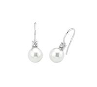 Amor pendientes Pendientes de mujer de plata de ley 925, con sintetizador de circonita cúbica, con cuenta de cera, 2,2 cm, plata, Se entrega en caja de regalo de joyería,
