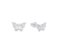Amor pendientes de plata de ley 925, con sintetizador de circonitas cúbicas, 0,6 cm, plata, mariposa, se entregan en estuche de regalo