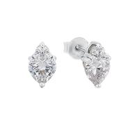 Amor pendientes de plata de ley 925, con sintetizador de circonitas cúbicas, 1 cm, plata, corazón, se entregan en estuche de regalo