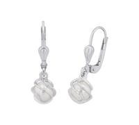 Amor pendientes Pendientes de mujer de plata de ley 925, con cuenta de cera, 2,3 cm, plata, Se entrega en caja de regalo de joyería,