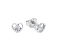 Amor Pendientes de plata de ley 925 para mujer, con circonita sintética, 0,5 cm, plata, corazón, presentados en caja de regalo, 2022995