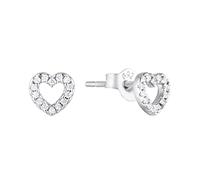 Amor pendientes de plata de ley 925 para niña, con circonita cúbica sintética, 0.4 cm, plata, corazón, Se entrega en estuche de regalo