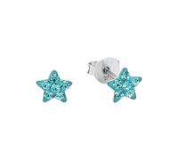 Amor pendientes de plata de ley 925 pendientes de los niños de niña, con cristal de vidrio, 0,6 cm, plata, estrella, Viene en caja de regalo de joyería,