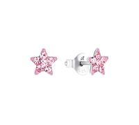 Amor pendientes de plata de ley 925 pendientes de los niños de niña, con cristal de vidrio, 0,6 cm, plata, estrella, Viene en caja de regalo de joyería,