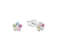Amor pendientes de plata de ley 925 pendientes de los niños niña, con cristal, 0.5 cm, plata, flor, Viene en caja de regalo de joyería