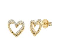 AMOR - Pendientes para mujer de plata 925 - dorado/dorado - con circonita - Pendientes de corazón - AMR-E0043