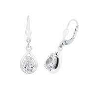 Amor Pendientes de plata de ley 925 para mujer, pendientes, con circonitas sintéticas, oro rosa 3 cm, plata 2,8 cm, se entrega en caja de regalo de joyería.