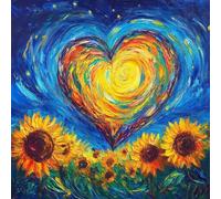 Amor Pintar Por Numeros Adultos NiñOs Kits, girasol DIY Manualidades NiñOs, Lienzos Para Pintar Con Pintura Acrilica Y Pinceles, Regalos Personalizados Para Decoracion Hogar, Sin Marco 35x35cm 3-23