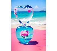 Amor Playa Flor Diamond Painting Kit Completo,12x16 inch-30x40cm Pintura Diamante para Adultos y Puzzle,Cuadros Diamantes 5D Punto de Cruz Art Crafts para La Decoración de la Pared Del Hogar-27W