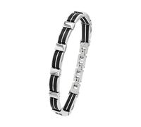 amor pulsera de caucho de acero inoxidable para hombre, 20+2 cm, plateada, se entrega en estuche de regalo, 9342433