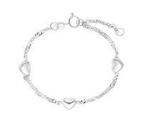 Amor pulsera de plata de ley 925 para niñas, 12+2 cm, plata, corazón, en caja de regalo
