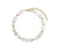 amor - Pulsera para Mujer en Acero inoxidable - Chapados en Oro/Dorado - con Cuentas de Acero - Colgante de Corazón - AMR-B0016