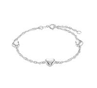 Amor pulsera de plata de ley 925 para niñas, 14+2 cm, plata, corazón, en caja de regalo