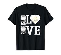 Amor Rhode Island USA con la bandera de Rhode Island en un corazón Camiseta