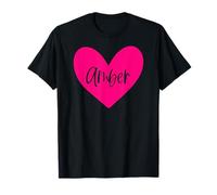 Amor Rosa ámbar Nombre corazón Mujer niña Amiga Personalizado Camiseta