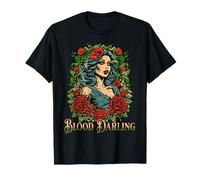 Amor Sangriento Mujer Gótica Rosas Rojas Horror Vintage Camiseta