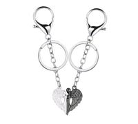 AMOR SPES Juego de 2 llaveros de ángel para pareja, regalos de San Valentín para novio, novia, marido, esposa, llavero de ángel blanco y negro, negro, blanco, talla única