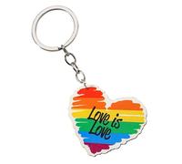 AMOR SPES Llavero LGBT con diseño de corazón de madera de arco iris, regalo de orgullo gay, Arco Iris, Talla única