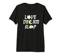 Amor Sueño Gato Luna Flor Dulce Lindo Perezoso Novedad Camiseta Premium