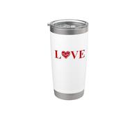 "Amor" único para el día de San Valentín con corazones rojos Vaso térmico de acero inoxidable de doble pared