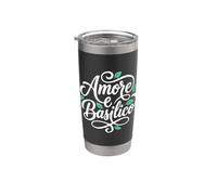 Amor y albahaca Amore e Basilico Comida Italiana Dicho Vaso térmico de acero inoxidable de doble pared