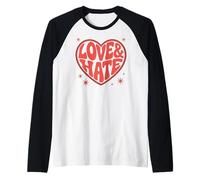 Amor Y Odio - Arte tipográfico Retro Vintage de los años 70 Camiseta Manga Raglan
