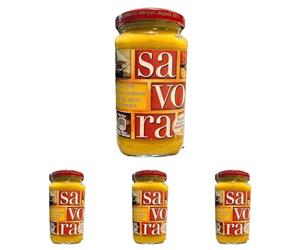 Amora - Salsa Savora Mostaza, Condimento a base de 11 Especias y Aromatizantes, Óptimo para Condimentar - 385 g (Paquete de 4)
