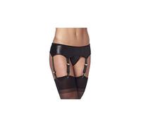 Amorable By Rimba Suspender Wetlook con Slip y Medias para mujer Negro One Size