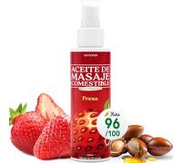 AMORAE Aceite de Masaje Erótico Sexual Comestible Fresa 100ml - Aceite Masaje Sensual Parejas Adultos con Argán - Sabor Fresa Gourmet - Lubricante Íntimo Relajante Deslizamiento Óptimo