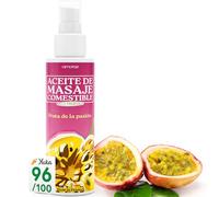 AMORAE Aceite de Masaje Erótico Sexual Comestible Fruta de la Pasión 100ml - Aceite Masaje Sensual Parejas Adultos con Argán - Sabor Pasión Gourmet - Lubricante Íntimo Relajante Deslizamiento Óptimo